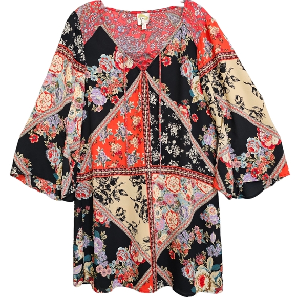 Nwot Anthropologie Fig and Flower Boho Split Bell Longsleeve Blk - Picture 14 of 17